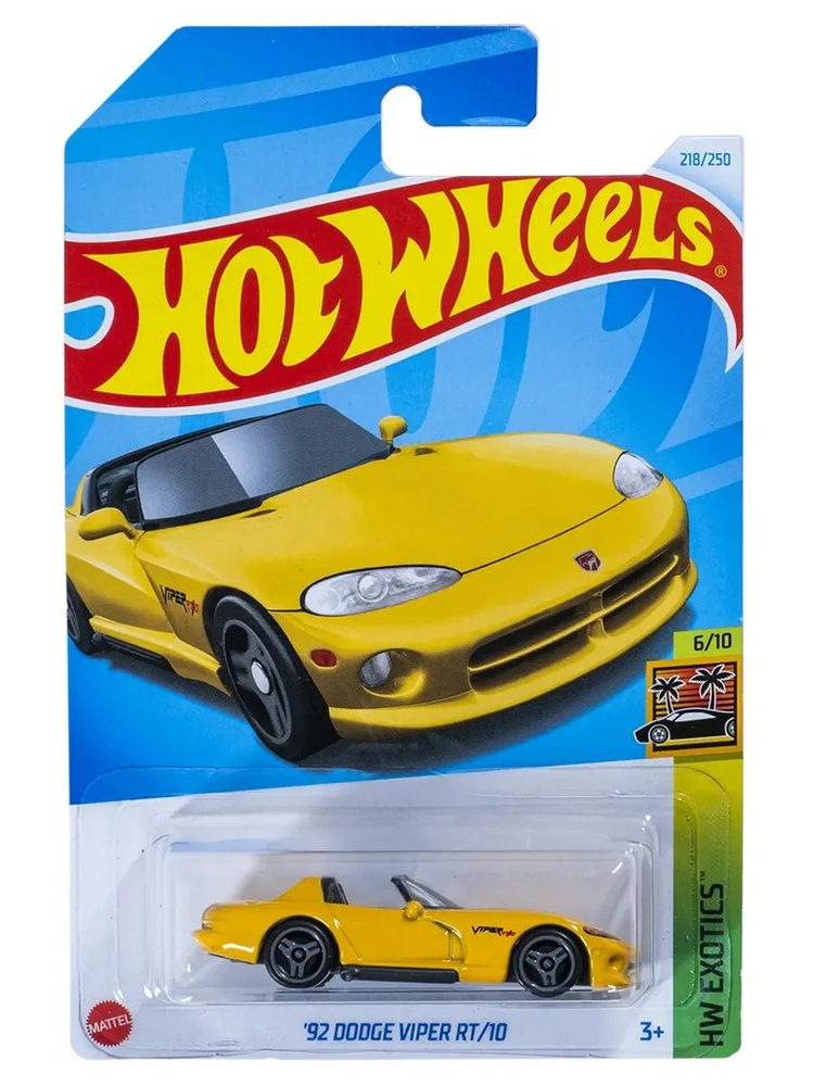 Автомобиль Hot Wheels Dodge Dodge Viper RT/10 желтый 1:64 04947 - фото 1
