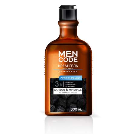 Гель-крем MEN CODE для душа с экстрактами угля 300 мл