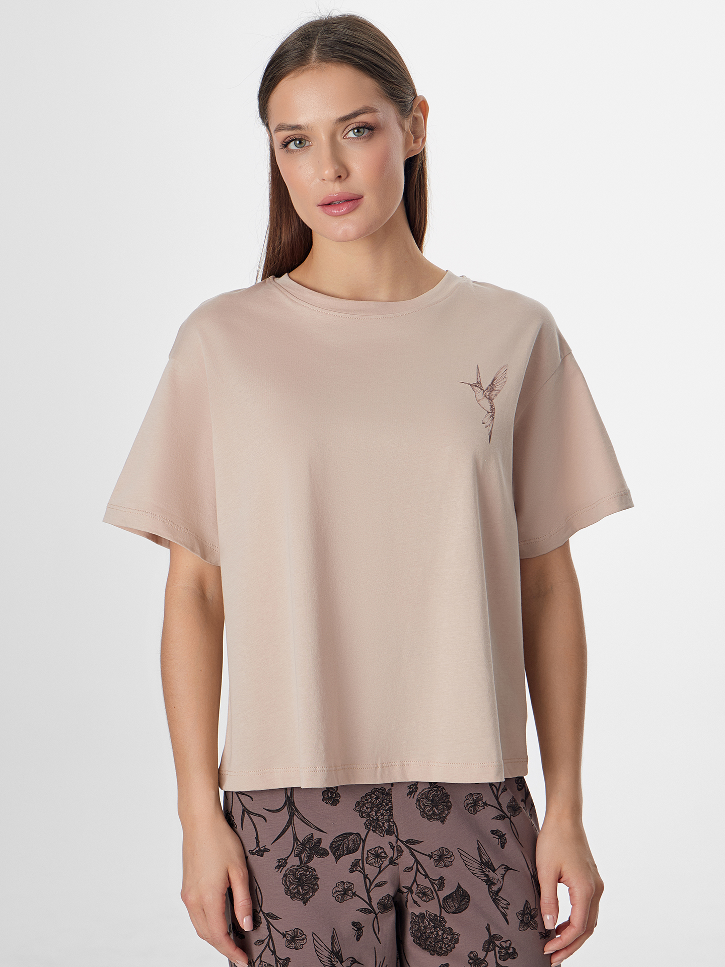 Пижама Mark Formelle (Марк Формэль) 592600/холодный бежевый +цветы на коричневом - фото 3