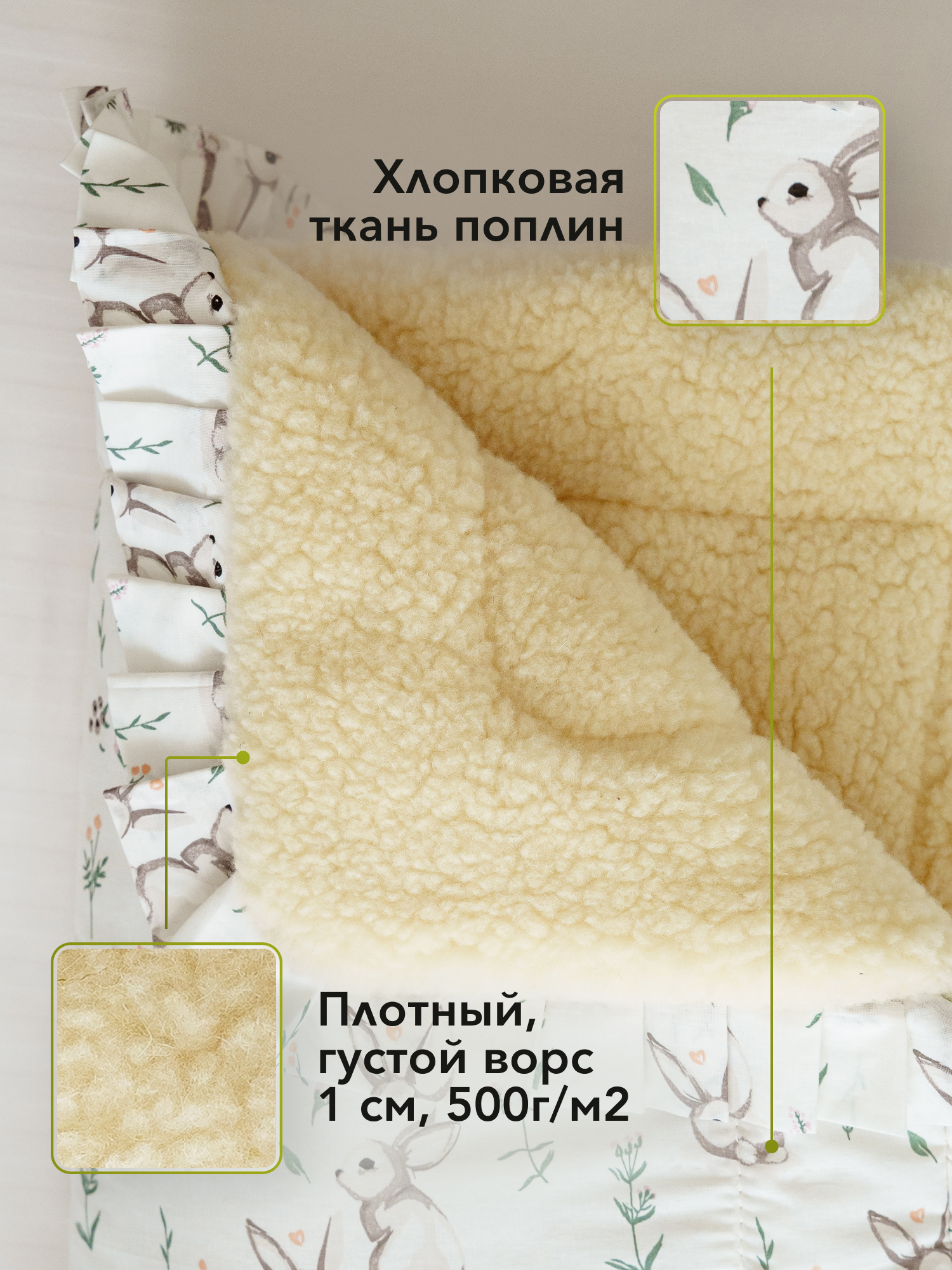Одеяло HOLTY Малютка шерсть 105 x 105 см - фото 2