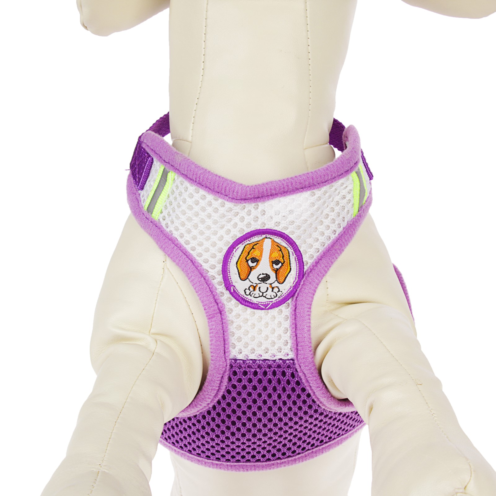 Шлейка Пижон регулируемая дышащая светоотражающая размер S фиолетовая - фото 3