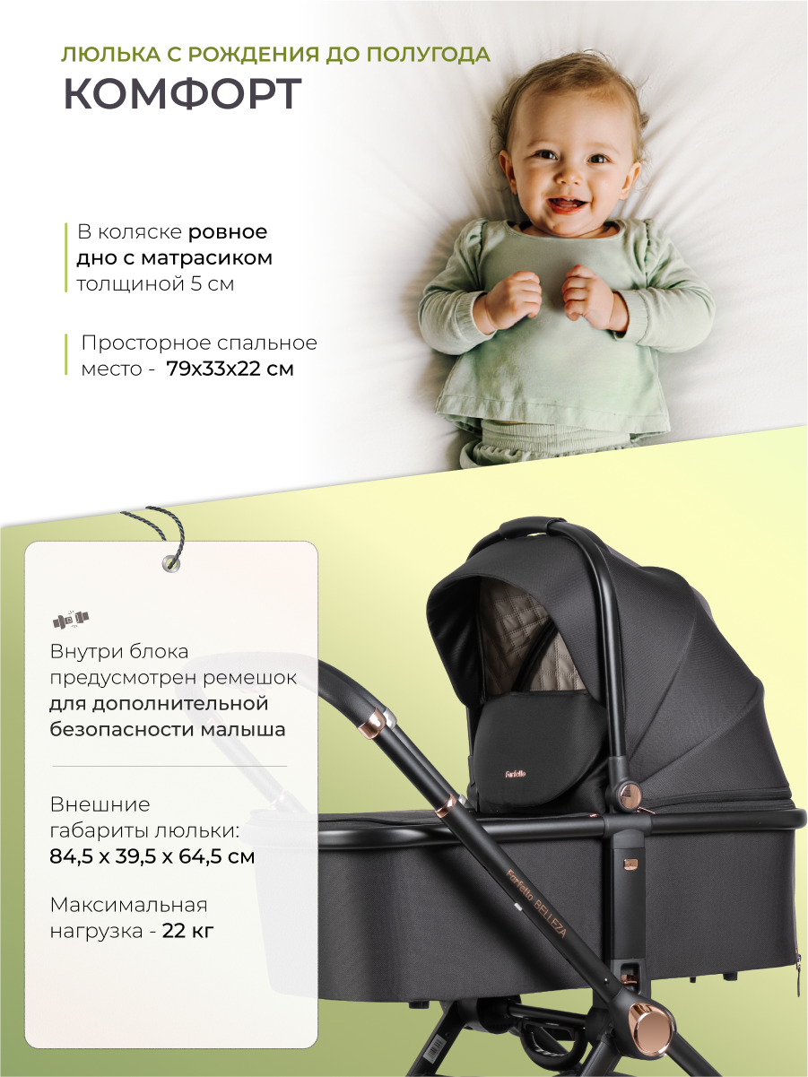 Коляска 3в1 Farfello Belleza черный - фото 3
