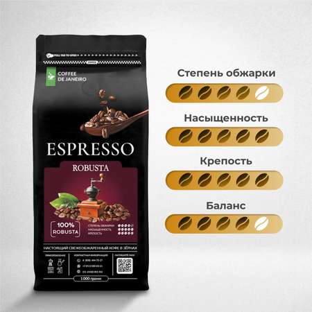 Кофе в зернах DE JANEIRO в зернах