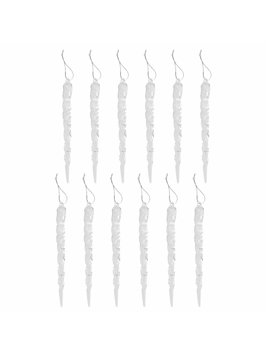 Елочные игрушки Золотая сказка новогоднее украшение набор 12 штук Сосульки - фото 3