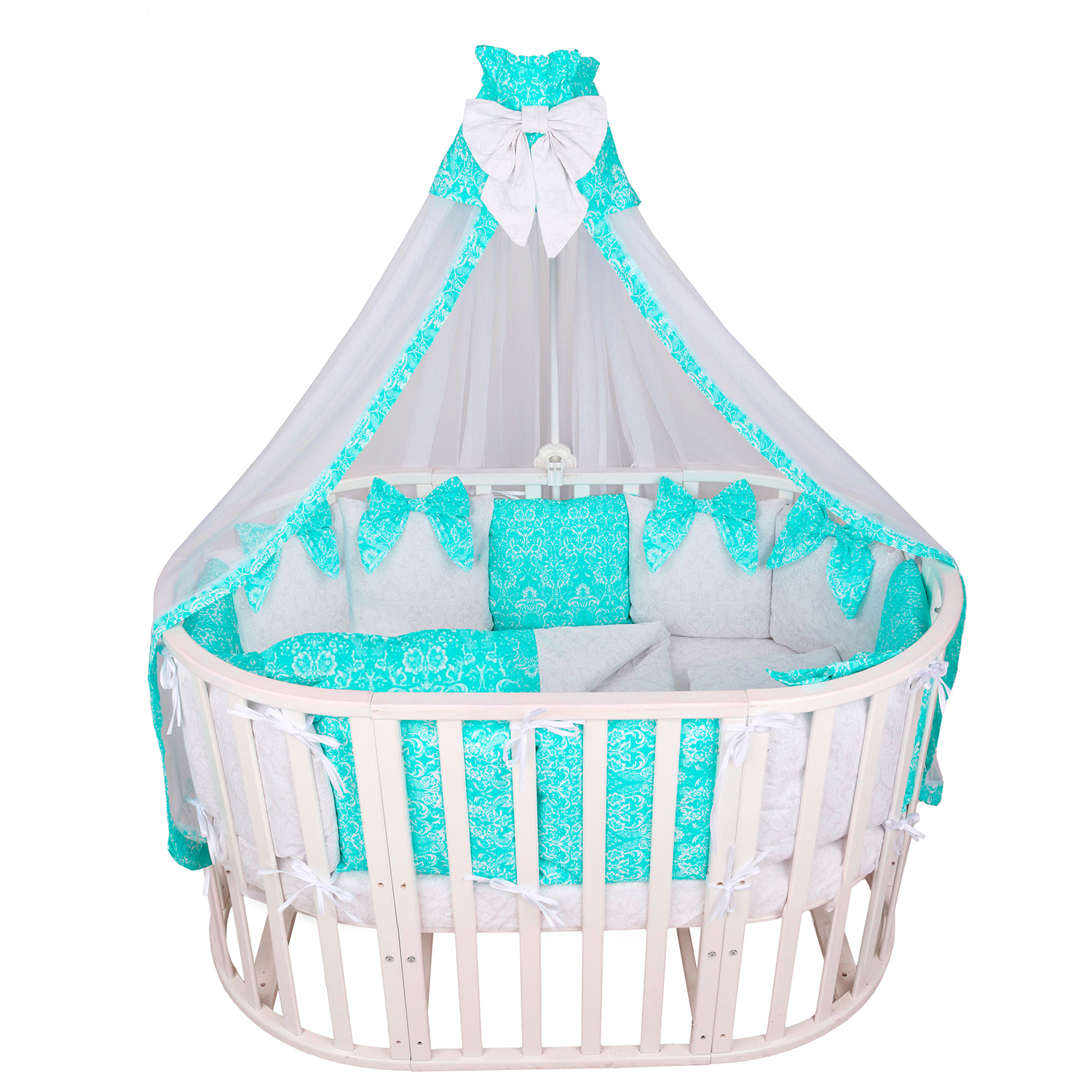 Изображение товара Постельное бельё [Бренд] ЭЛИТ Premium 7предметов с бантиками и балдахином