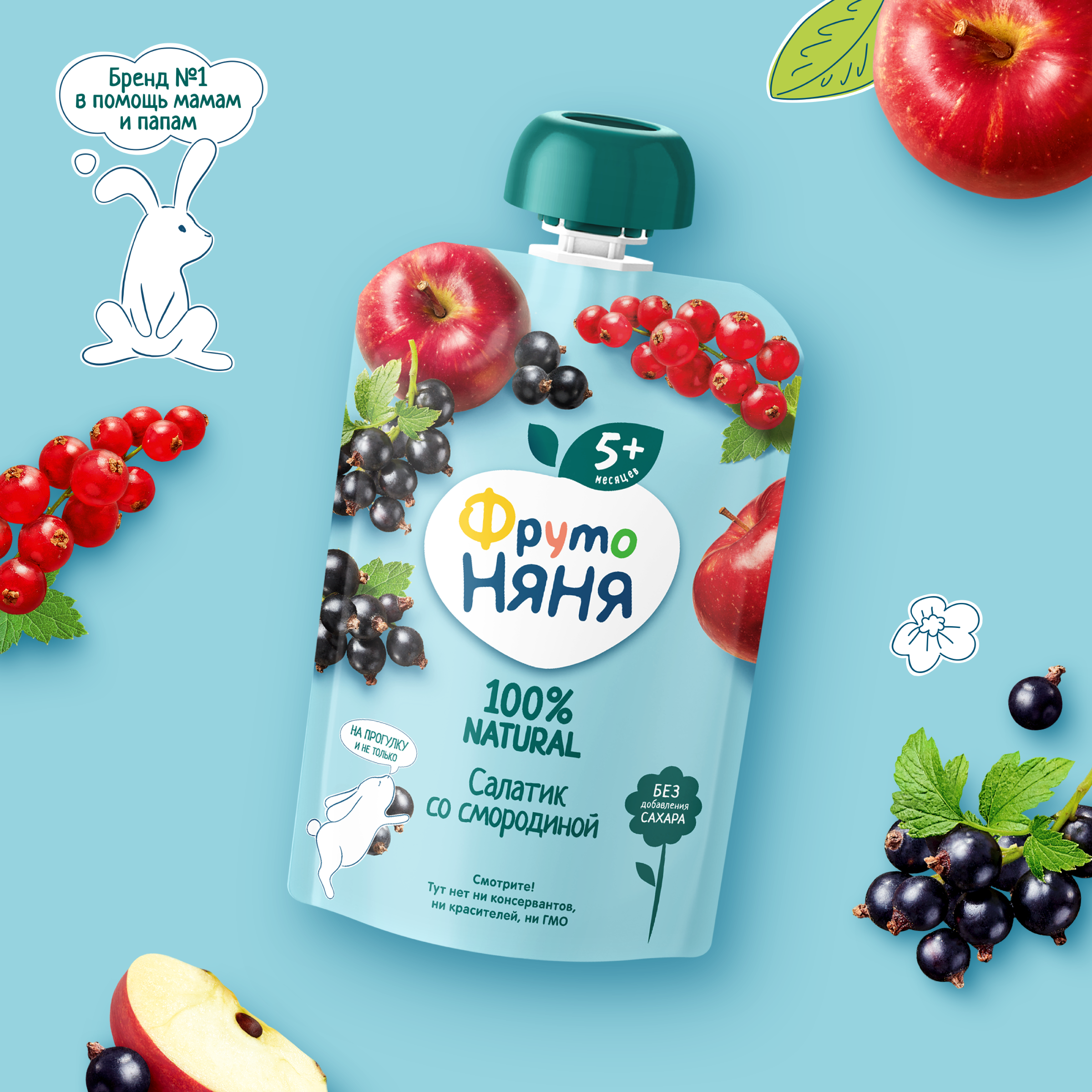 Пюре ФрутоНяня Салатик со смородиной с 5 мес 90 г - фото 5