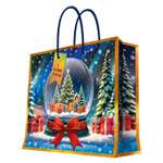 Пакет подарочный новогодний Феникс Презент Снежный шар с голографией 33*26*13см