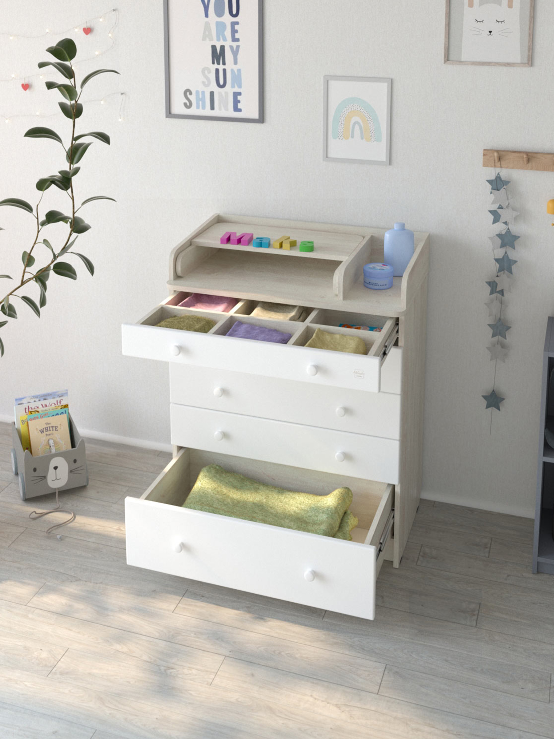 Комод пеленальный Aton Maks сосна касцина белый - фото 9