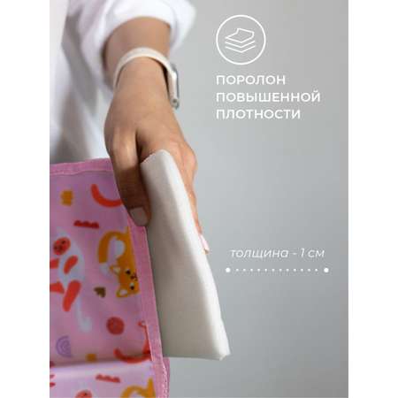 Коврик для переобувания Всё на местах складной антискользящий с принтом Котики розовый 30х36 см
