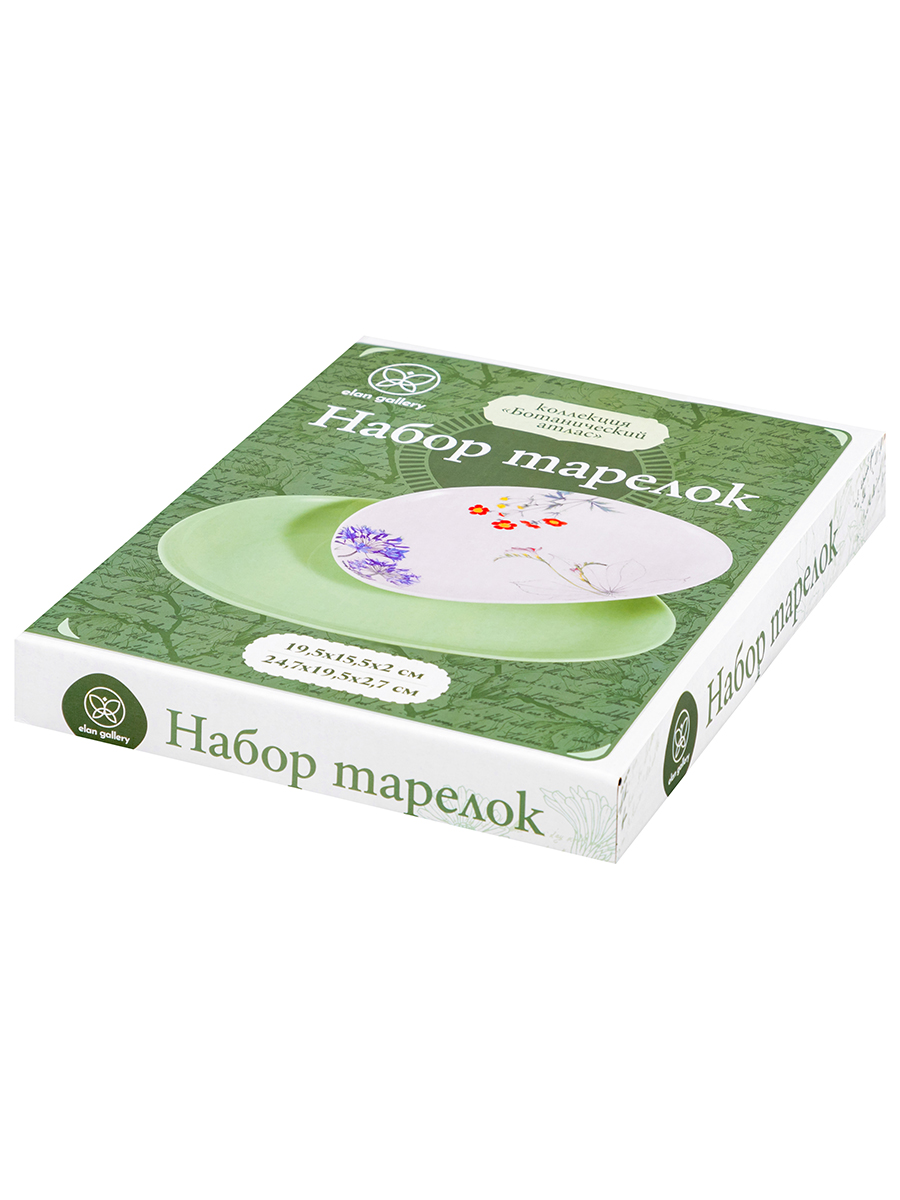 Набор тарелок Elan Gallery Ботанический атлас 2 предмета 19.5х15.5х2 см и 24.7х19.5х2.7 см - фото 10
