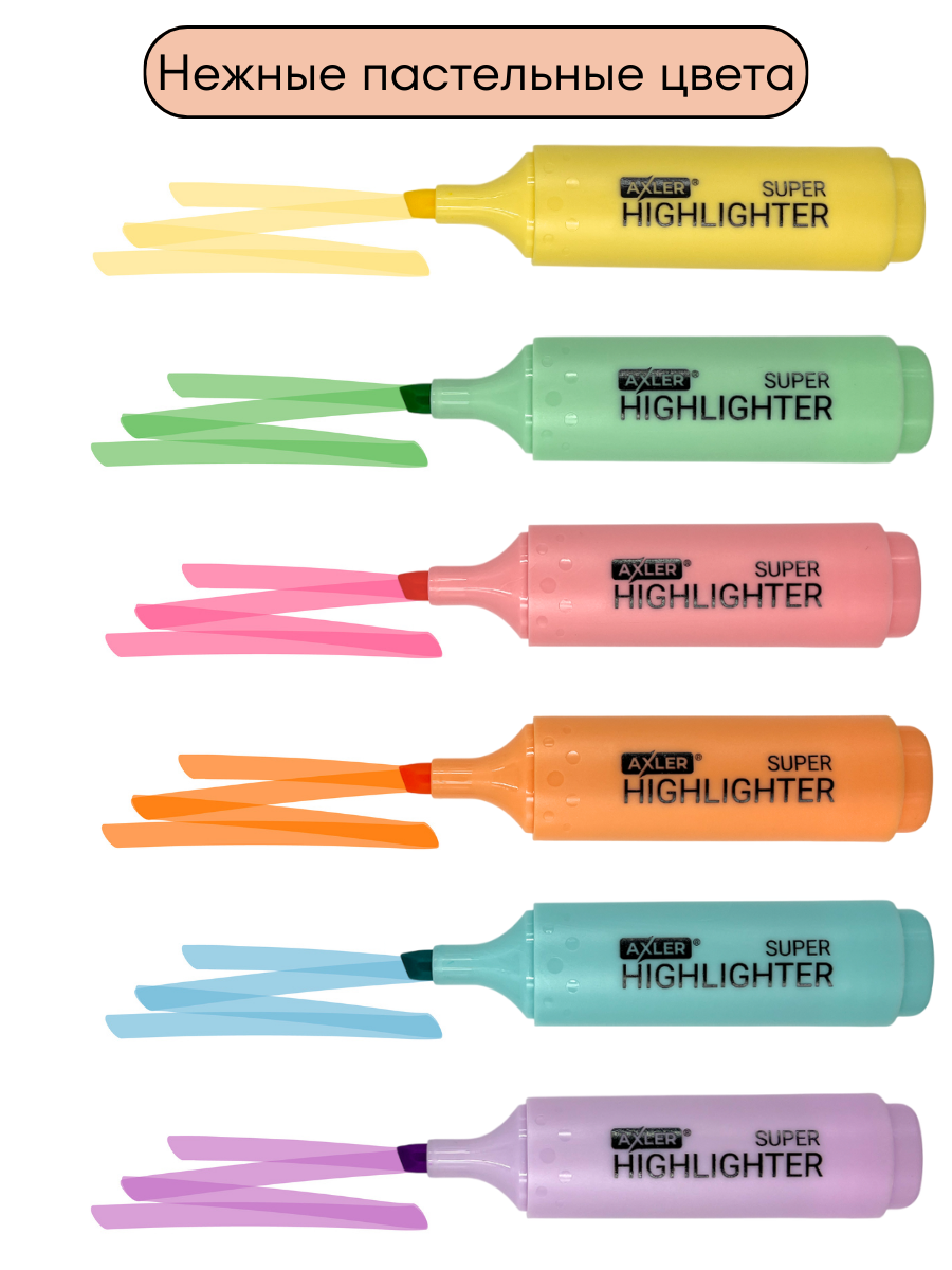 Текстовыделители AXLER 6 шт. - фото 2