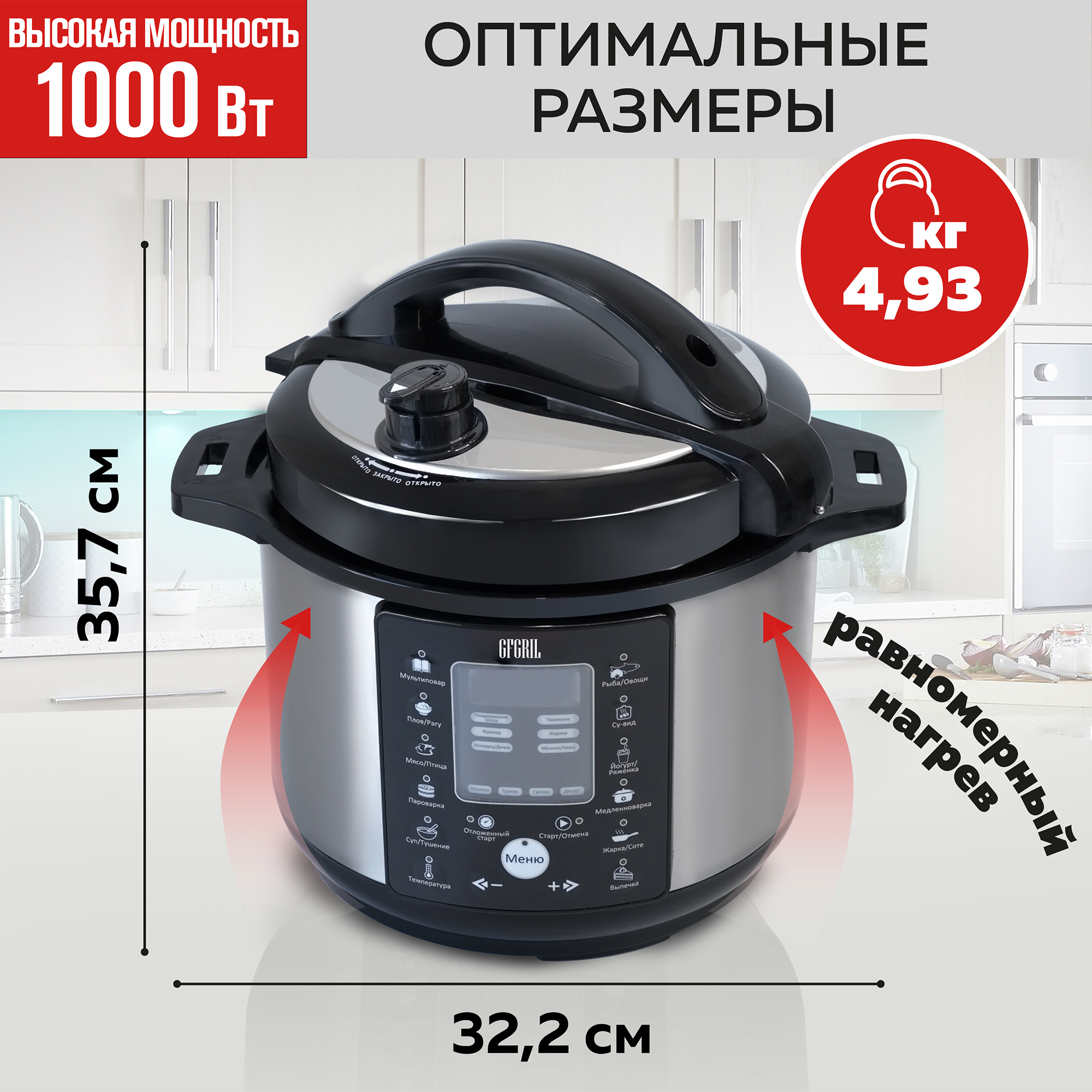 Мультиварка скороварка GFGRIL GFM-500 6 в 1 - фото 14