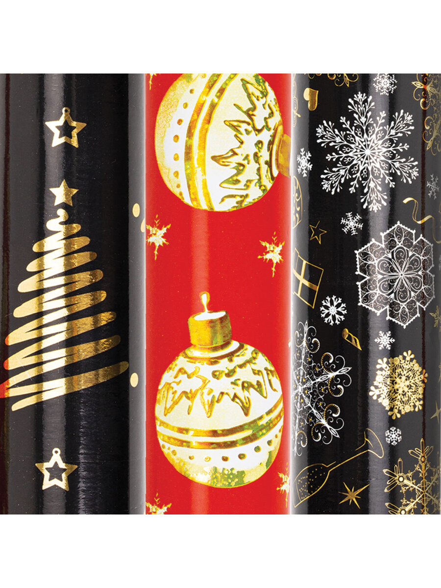 Упаковочная бумага Золотая сказка для новогодних подарков с эффектами 3 шт 70х100 см Black Gold - фото 5