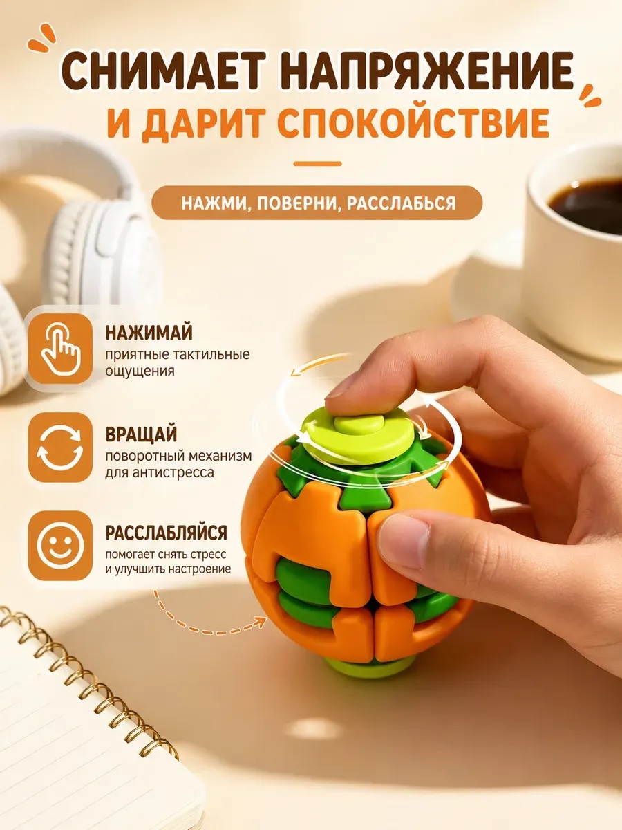 Игрушка-антистресс ТОТОША спиннер 3D Шар вращающийся в ассортименте - фото 10
