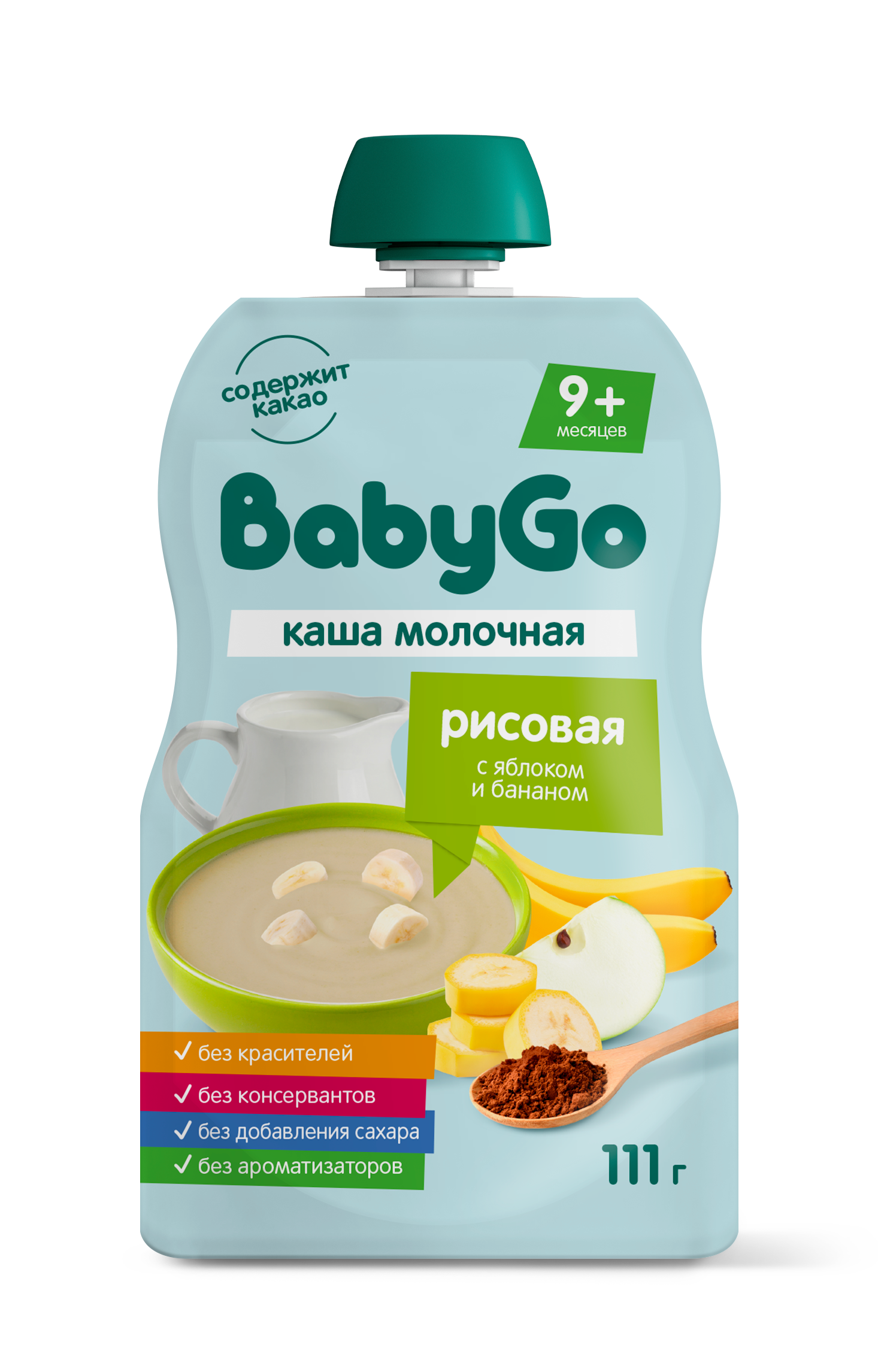Каша BabyGo молочная рисовая + фрукты 111г с 9 месяцев - фото 1