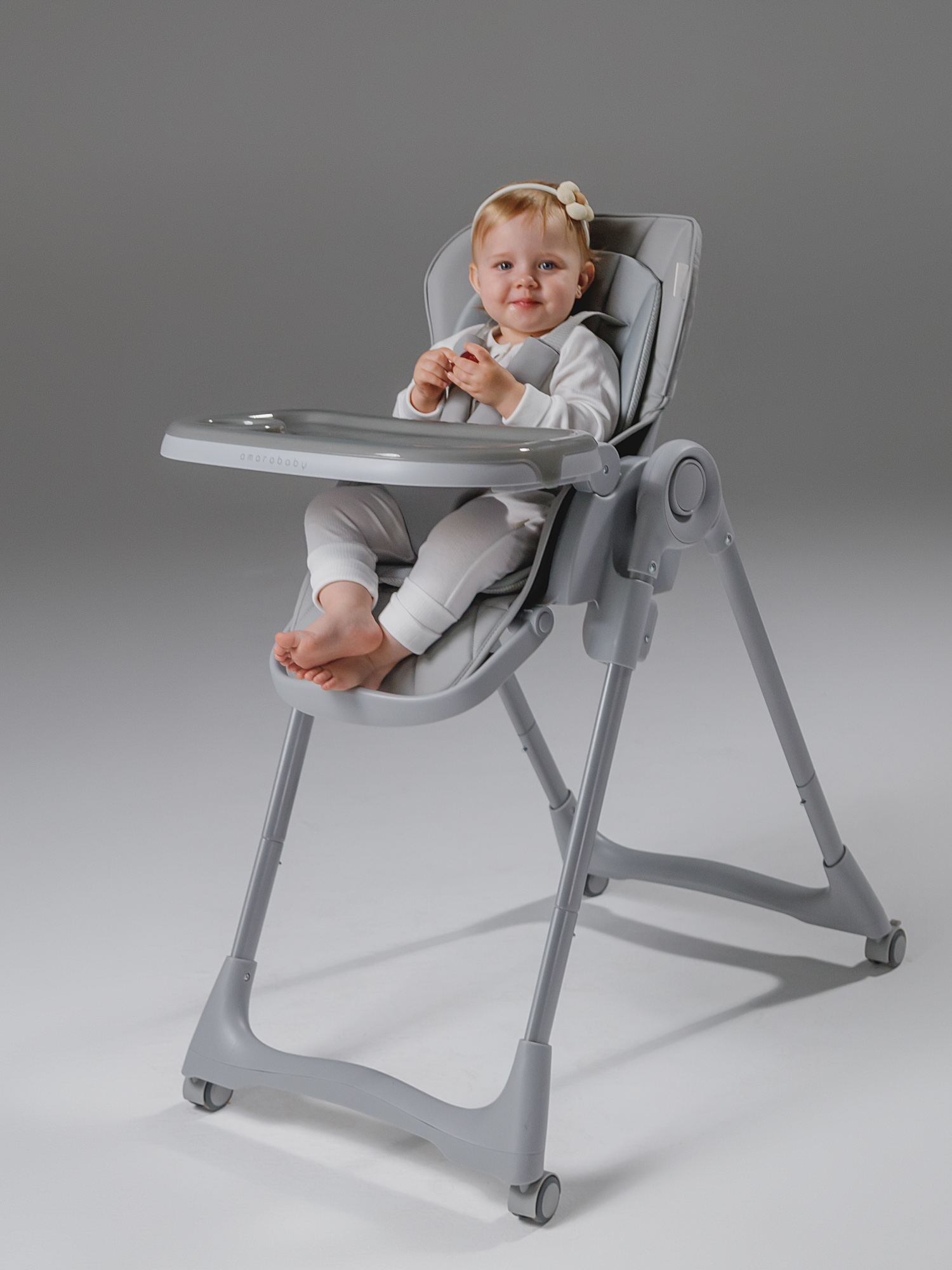 Стульчик для кормления Amarobaby Gourmet коричневый - фото 24