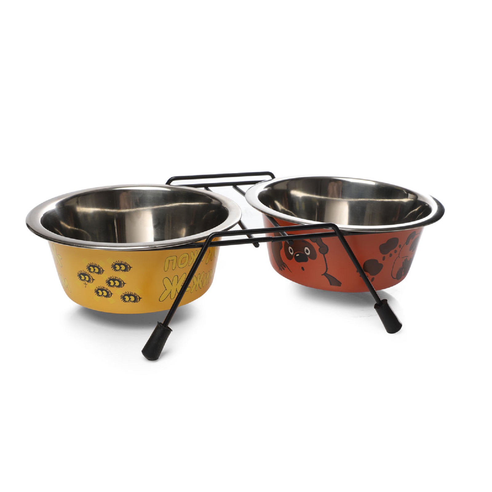 Миска для животных Triol Пожужжим металлическая двойная на подставке 2*0.35л - фото 1