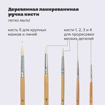 Кисть Пифагор 5 шт. (коза)