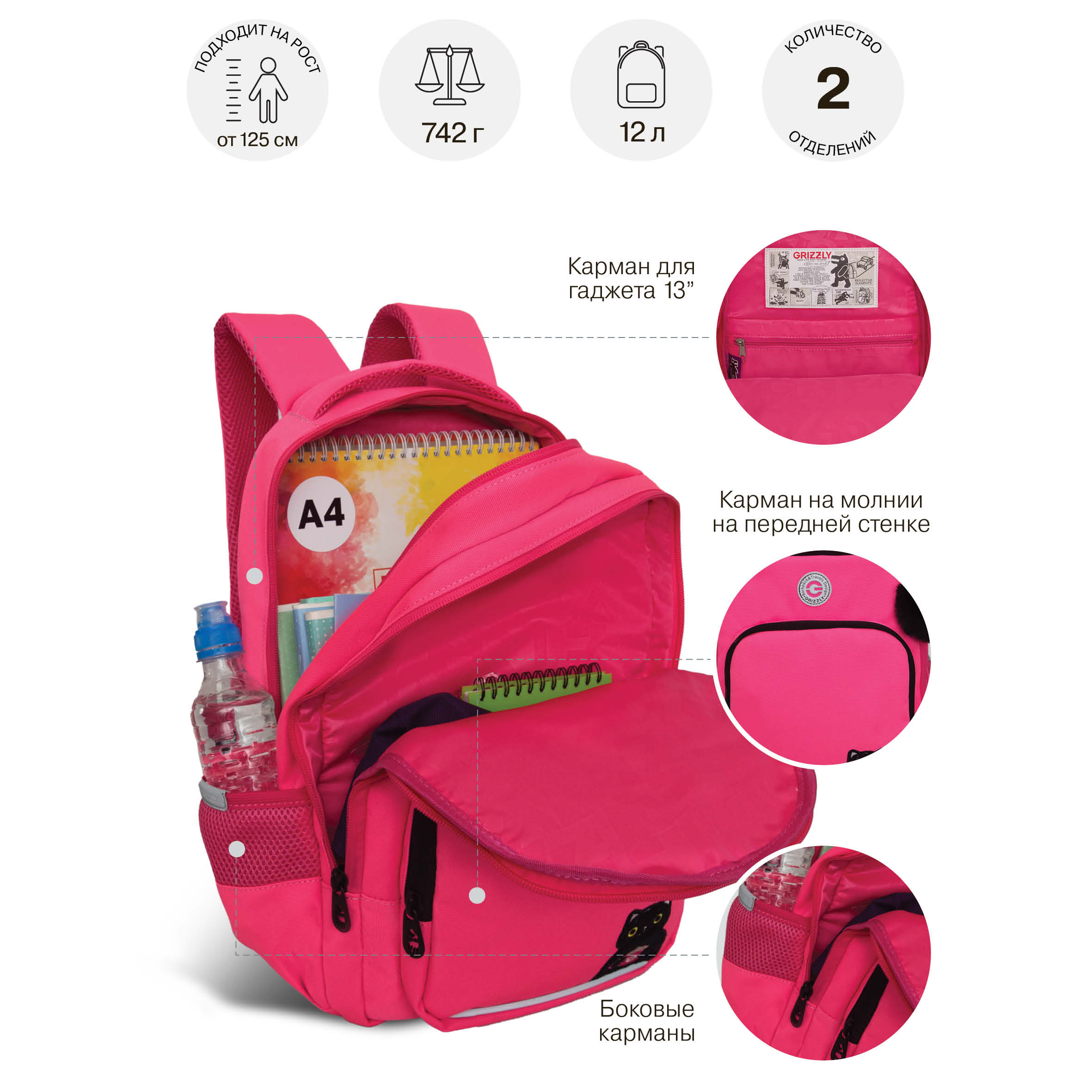 Рюкзак Grizzly для девочки - фото 7