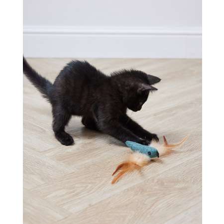 Игрушка для кошек Barbaks Колибри с перьями и кошачьей мятой Серая 20*9.5см