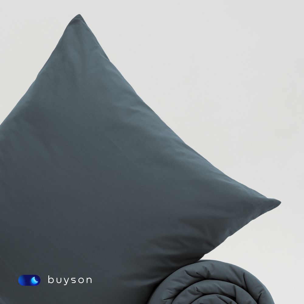 Пододеяльник buyson BuyDream 200х220 см, хлопок (поплин), серо-голубой - фото 9