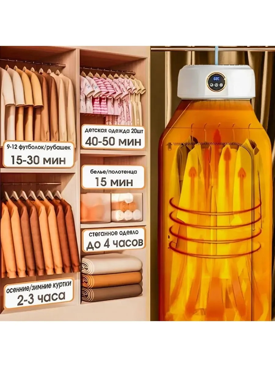 Сушилка для обуви CASTLELADY одежды, электросушилка 20 кг - фото 3