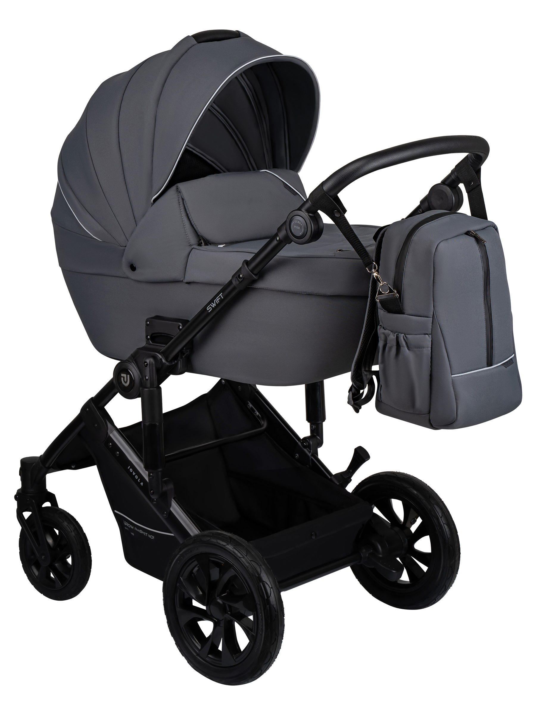 Коляска 3в1 JOVOLA Swift Plus темно-серый - фото 1