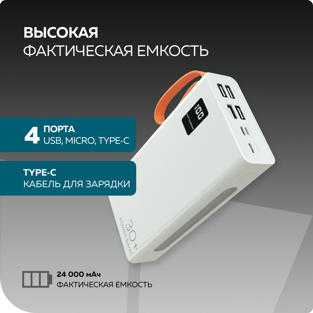 Внешний аккумулятор More Choice PB22-30 White - фото 2