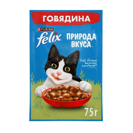 Корм для кошек Felix 75г для взрослых с говядиной в соусе