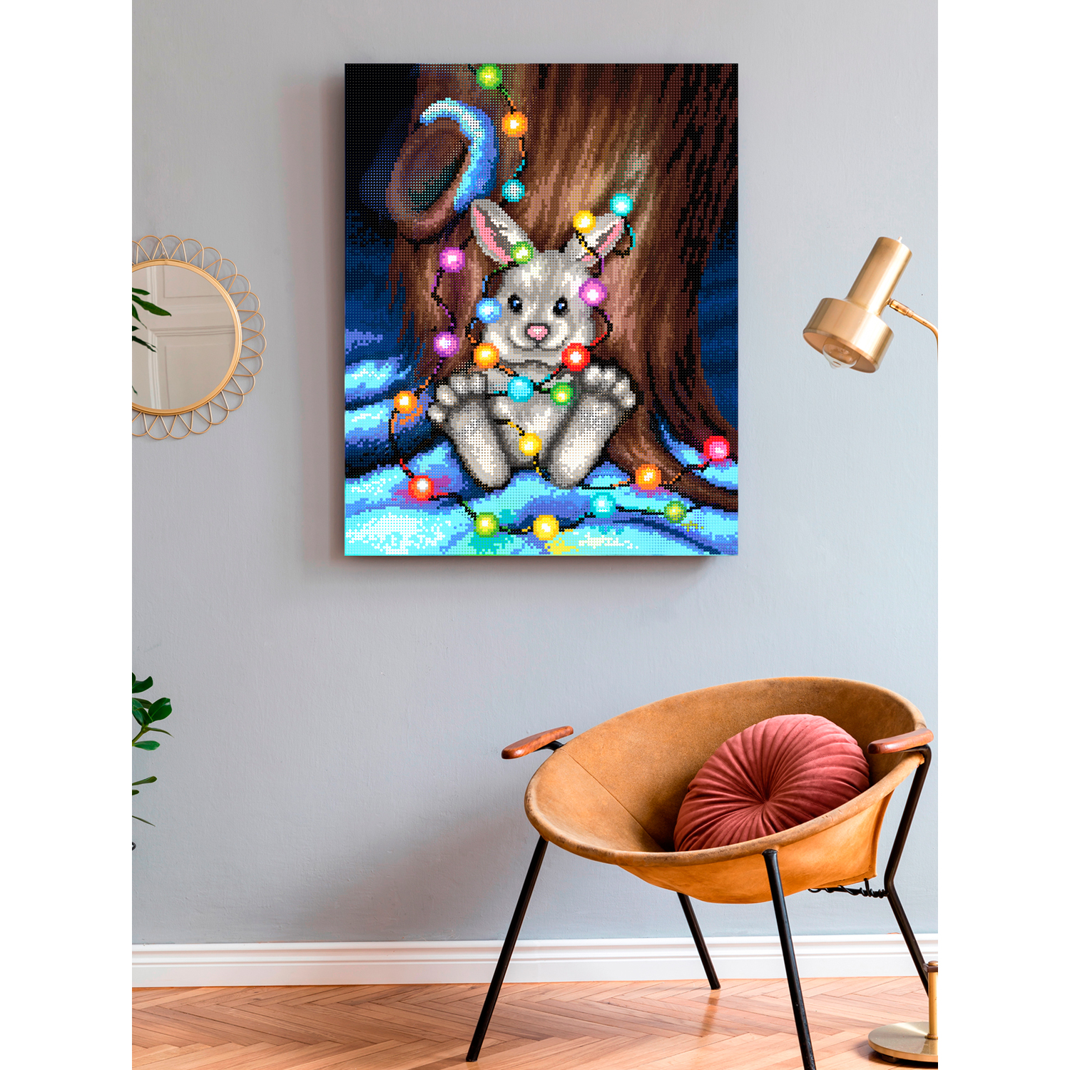 Алмазная мозаика Art on Canvas Зайчик с гирляндами в ассортименте - фото 3