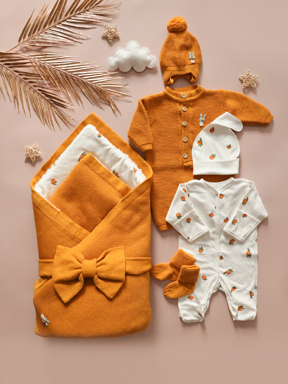 Комплект на выписку Bunnyphant 0363/горчично-молочный - фото 1