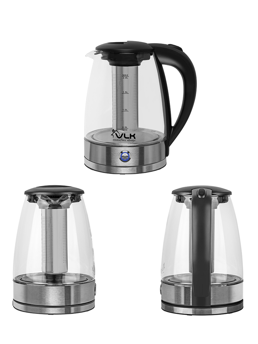 Электрический чайник VLK SIENA-6559 2200 Вт 2 л стекло сталь подогрев 65-85°C с ситечком черный стальной - фото 9