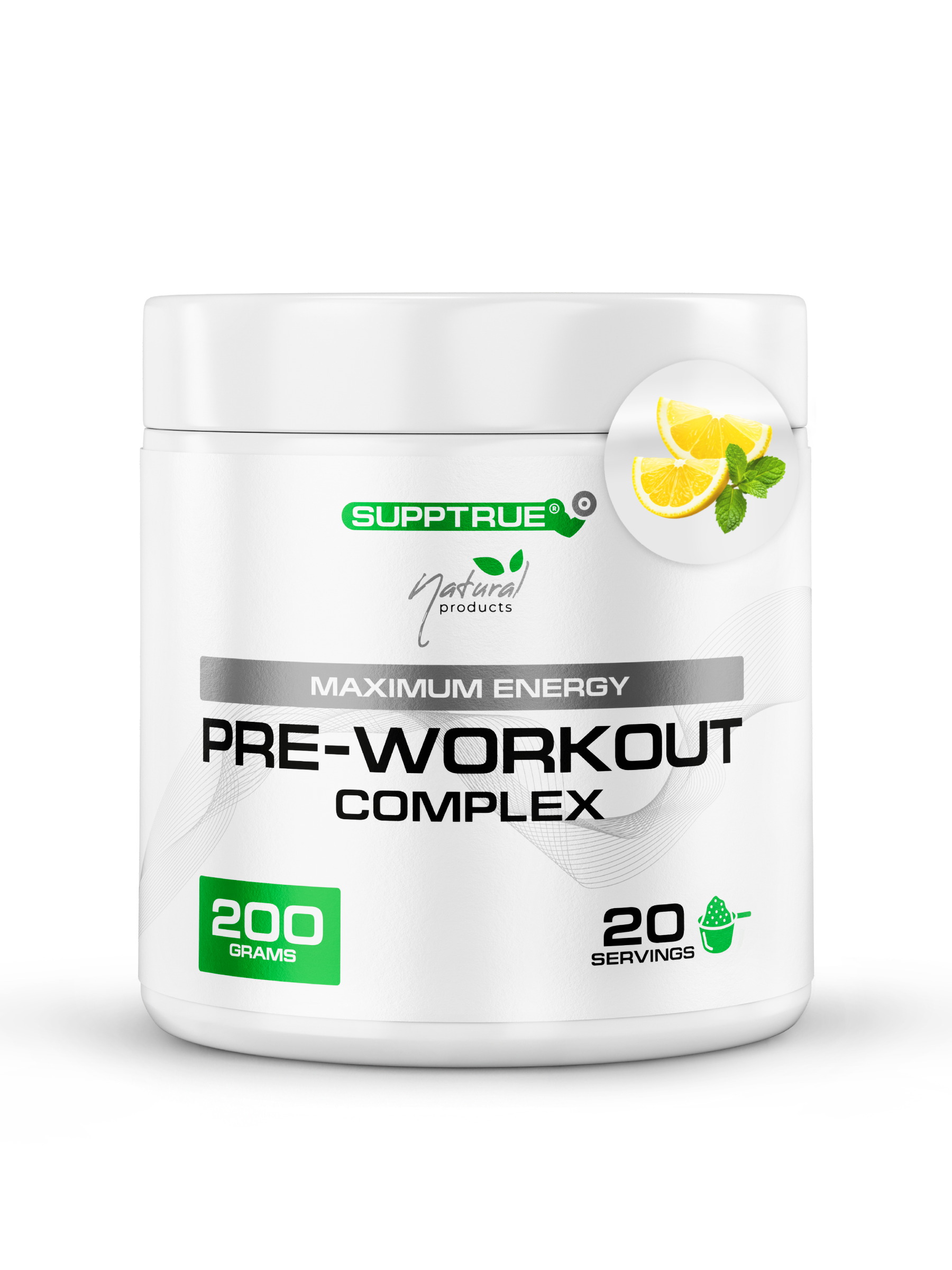 Предтренировочный комплекс 200 г. SUPPTRUE мята и лимон 200 gramms, 20 servings - фото 1