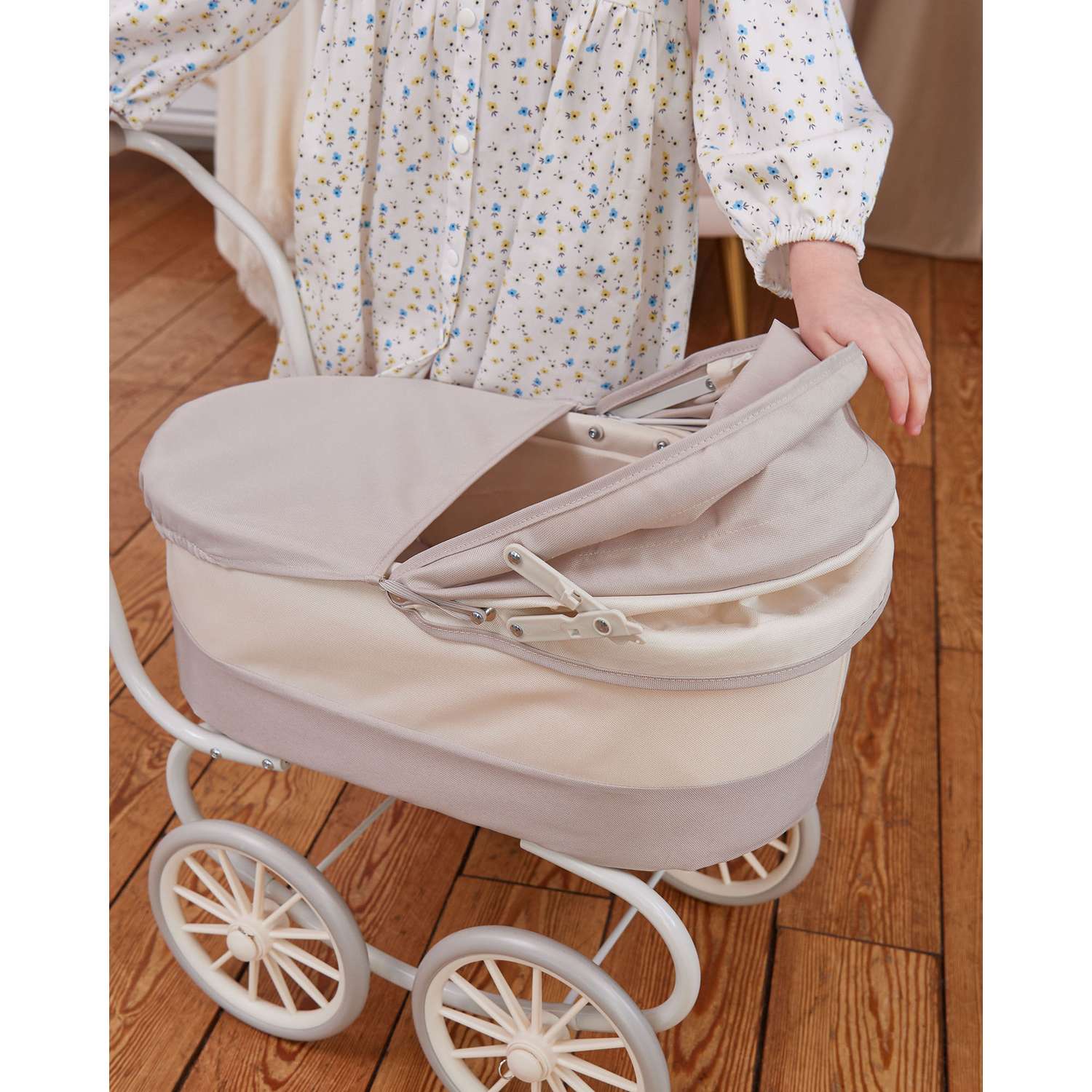 Люлька, коляска-люлька для кукол Demi Star 9678 beige/white - фото 13