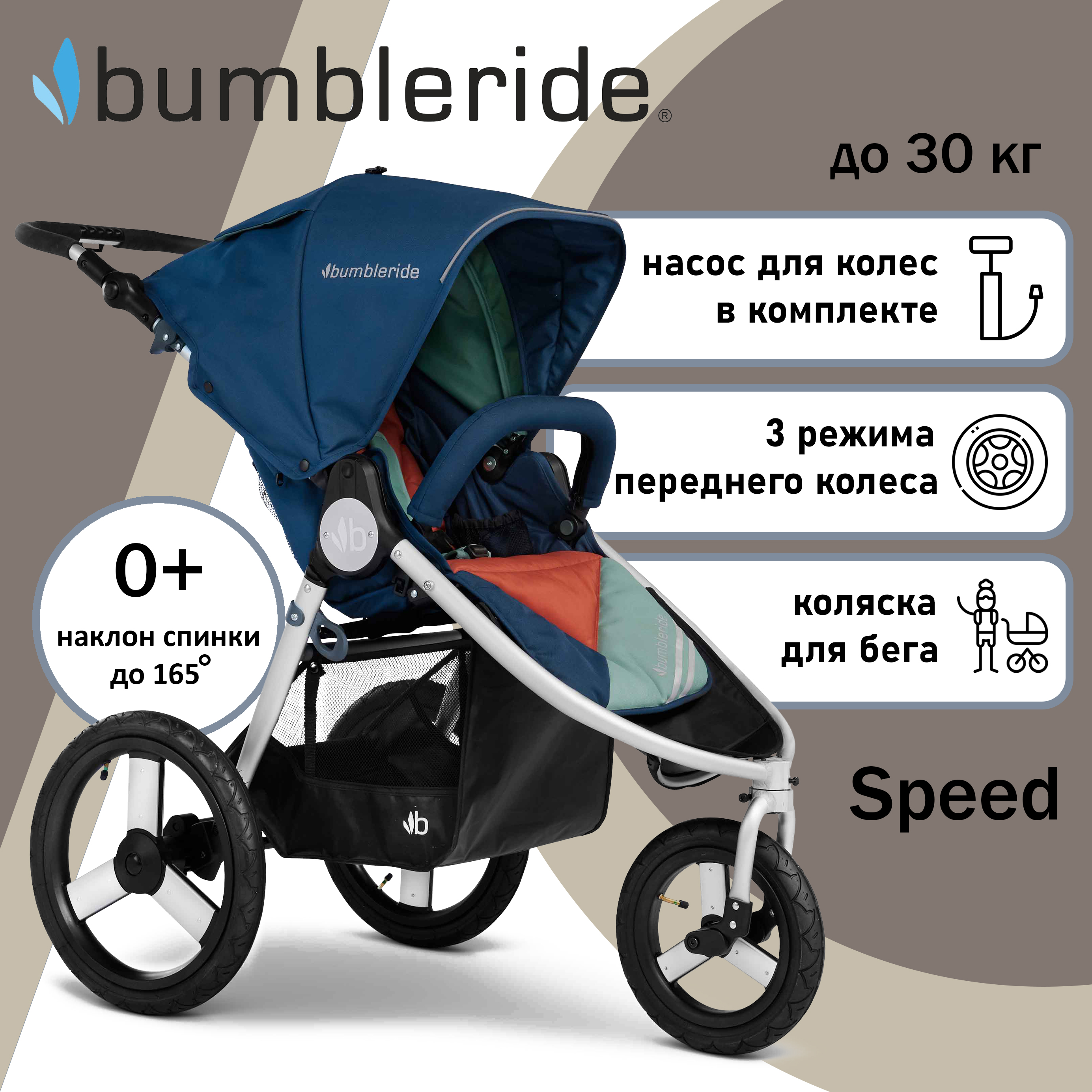 Коляска прогулочная Bumbleride Speed / Supernova синий - фото 5