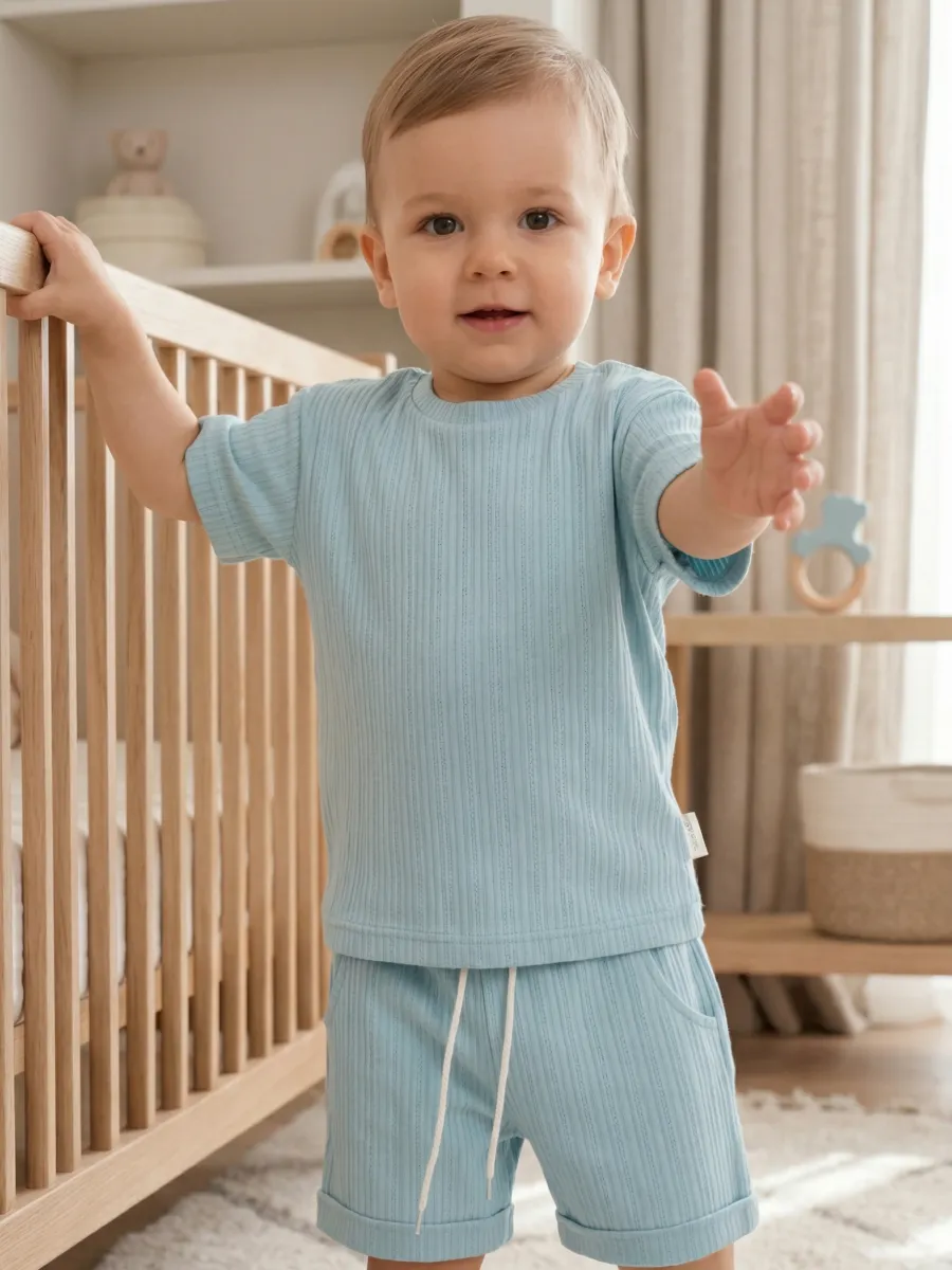 Костюм Супер Пупс кост/2пр/ажурриб/голубой - фото 5