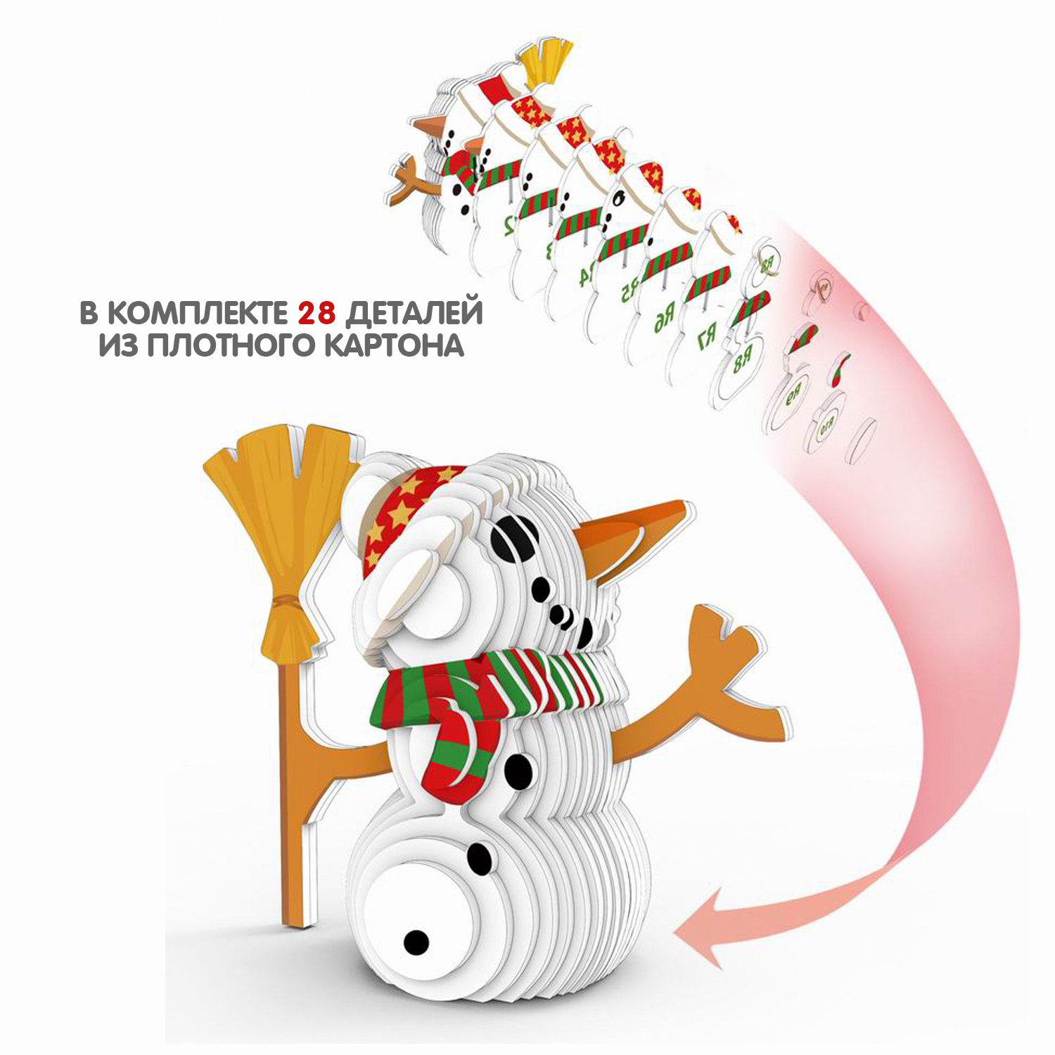 Пазл Bondibon Снеговик 3D - фото 7