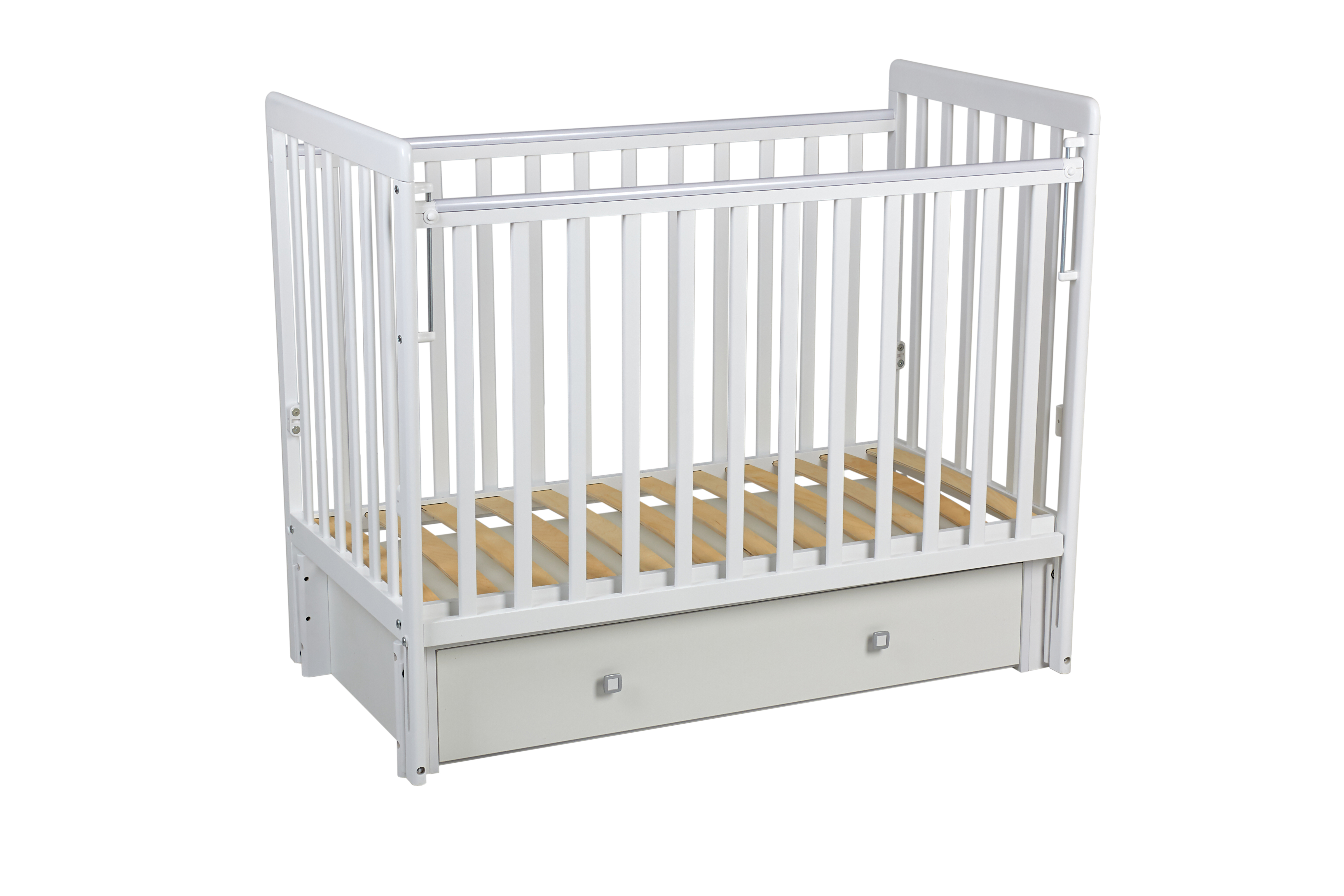 Детская кроватка Polini kids прямоугольная, универсальный маятник (белый) - фото 1