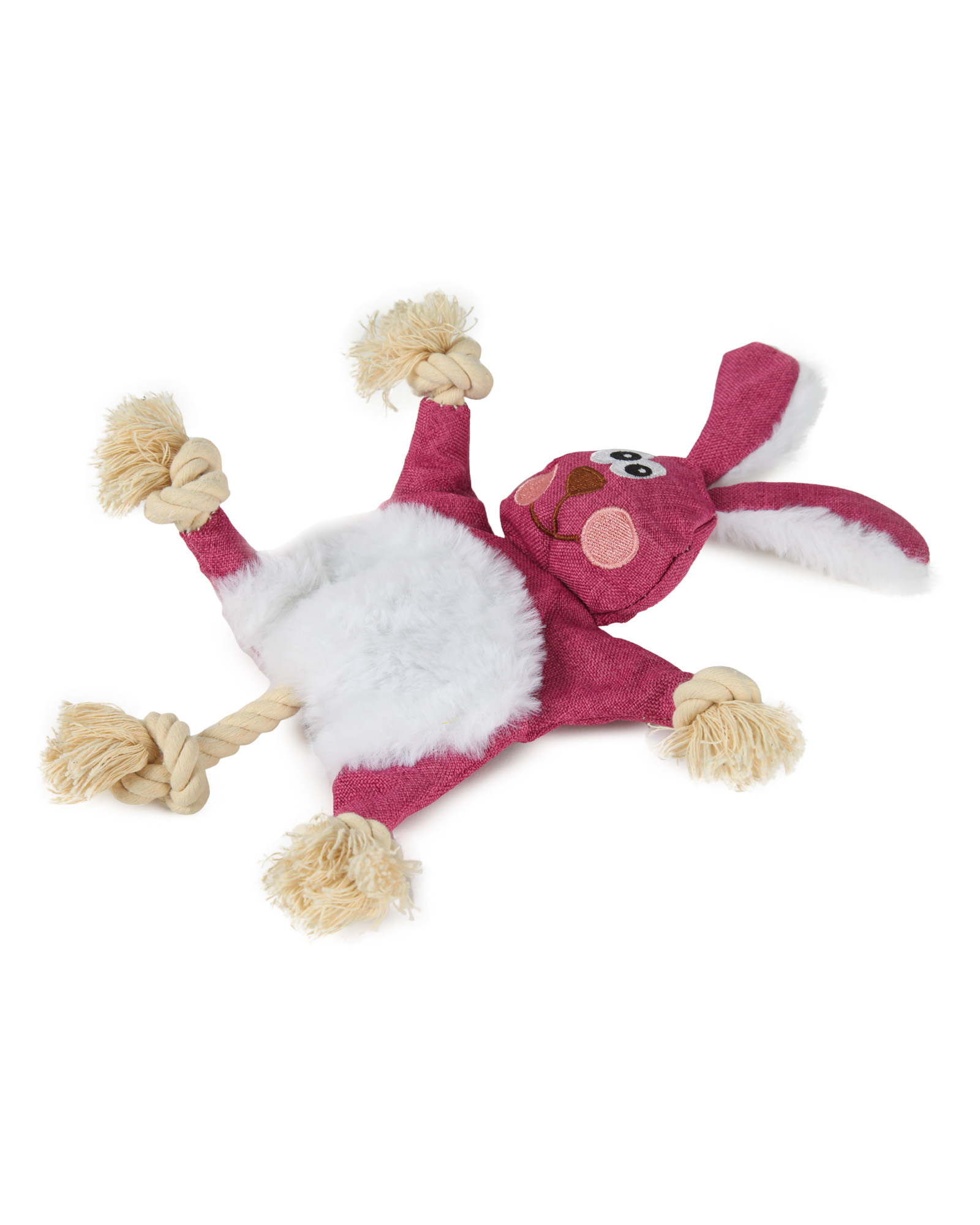 Игрушка для собак Barbaks Кролик Родриго мягкий с пищалкой шуршит с канатиками 35см - фото 4