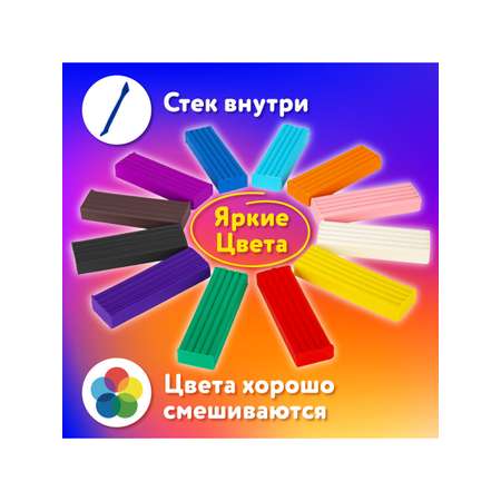 Пластилин Юнландия 12 цв.