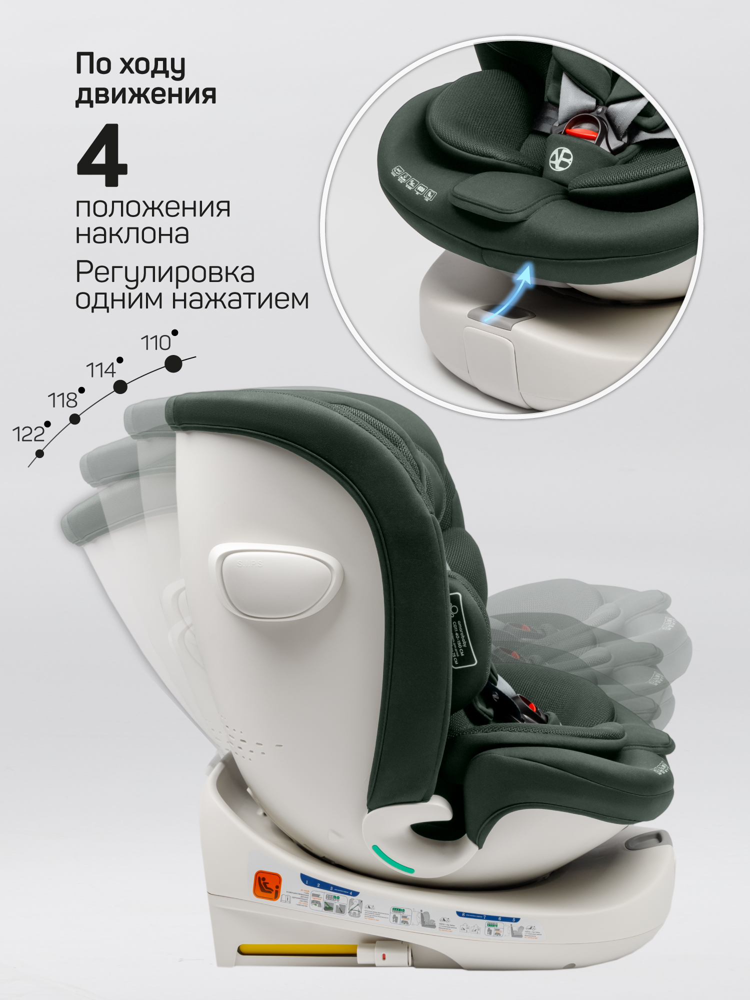Автокресло Amarobaby Defender Isofix 0+/1/2/3 (0-36 кг) зеленый - фото 10