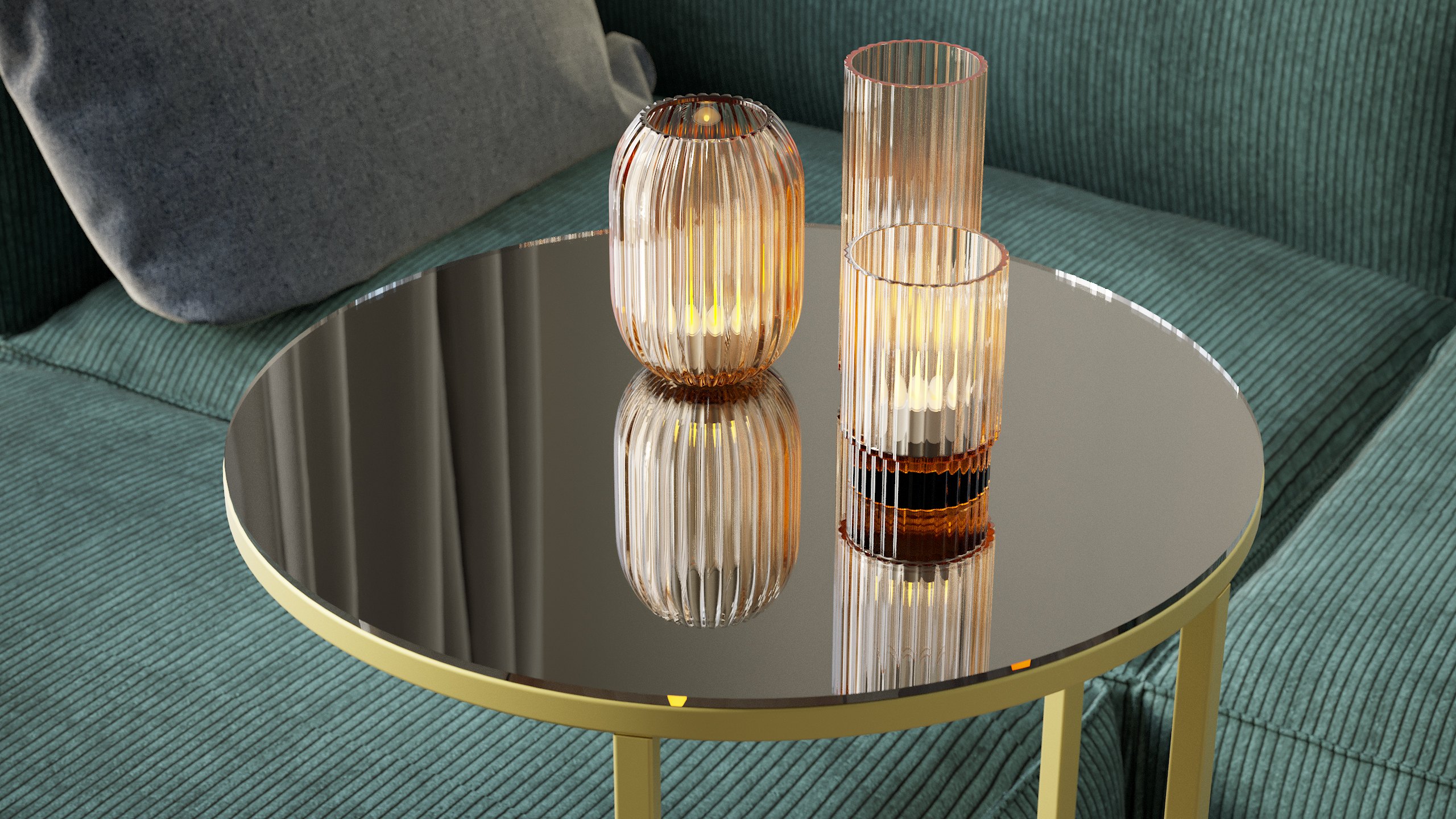 Стол придиванный КАЛИФОРНИЯ МЕБЕЛЬ Остин Glass Черная лакобель Золото - фото 6