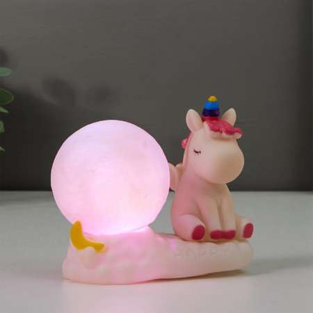 Ночник-светильник MINI-TOYS настольный «Единорог с планетой» LED белый свет