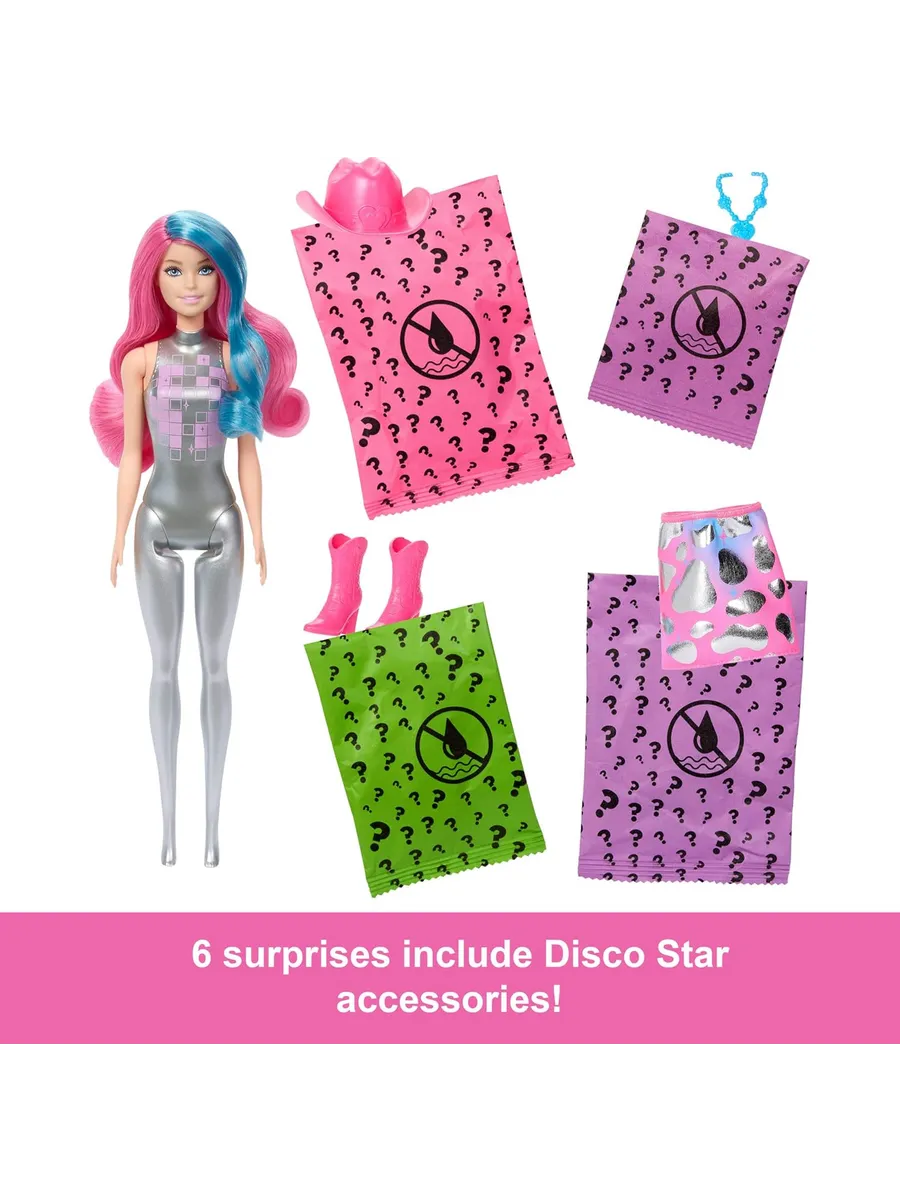 Кукла классическая Barbie Color Reveal Барби Disco Star высота 29 см JCP01 - фото 5
