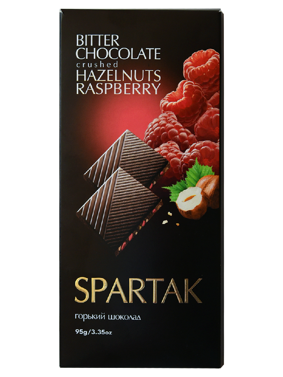 Шоколад КФ Спартак горький 56% малина и фундук 95гр - фото 1