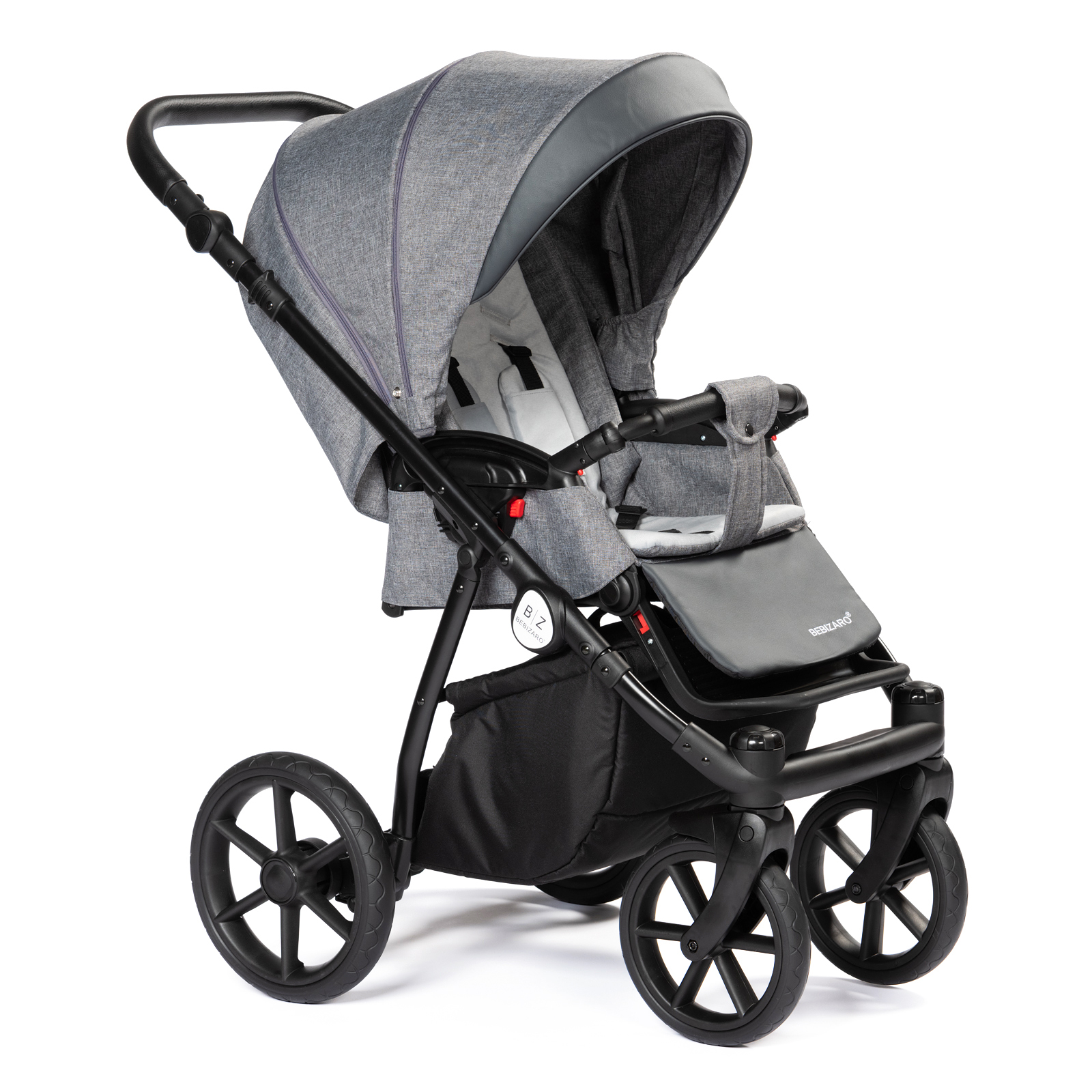 Изображение товара Прогулочная коляска Bebizaro Sport Gray легкая, всесезонная, многофункциональная