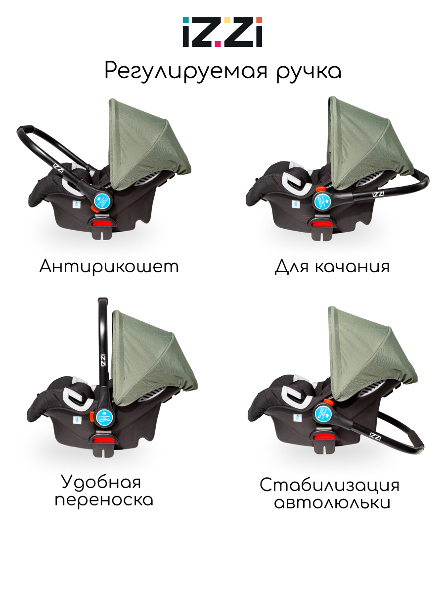 Автокресло iZZi Автолюлька 0 (0 -13 кг) бежевый - фото 8