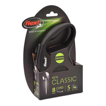 Рулетка Flexi New Classic S трос 8м до 12кг Черная