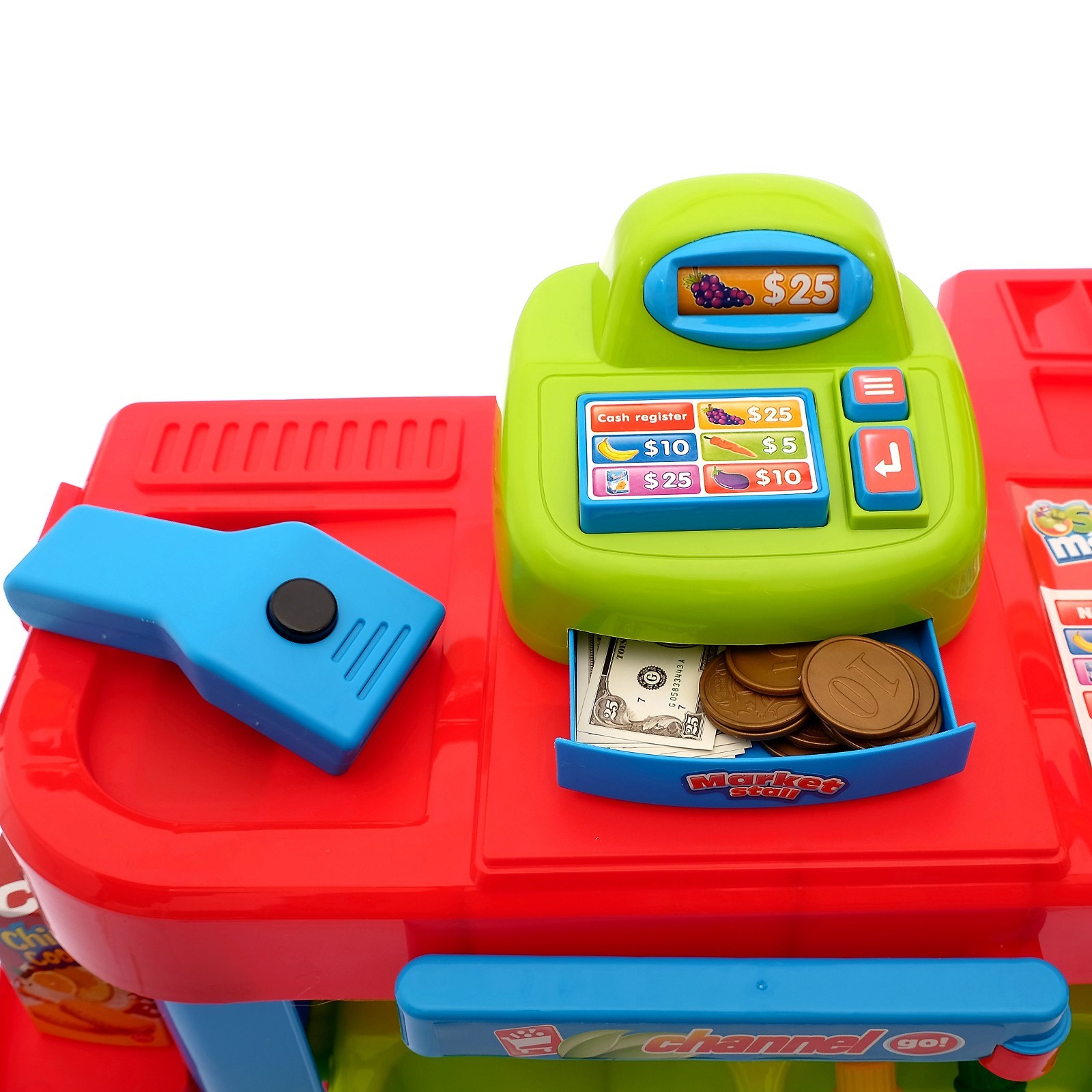 Игровой набор Sima-Land тележки и корзинки, касса, продукты, прилавок - фото 2