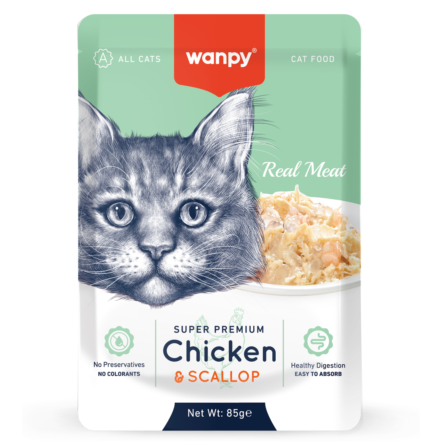 Корм для кошек Wanpy Cat 85г из курицы и гребешка пауч - фото 1